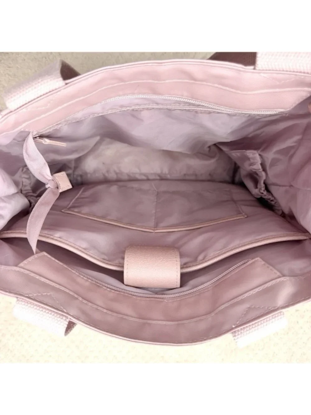 Beis Pink North/South Recycled Polyester Tote Bag Carry-on with Crossbody Strap